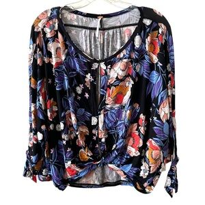 NWT Free People Keepin' On Black/Multicolored Floral‎ Top in Size S
